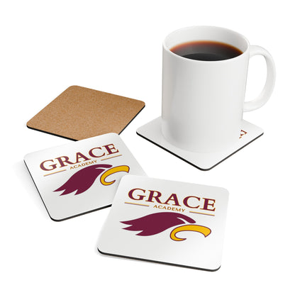 "GRACE ACADEMY" Corkwood Coaster Set (white)