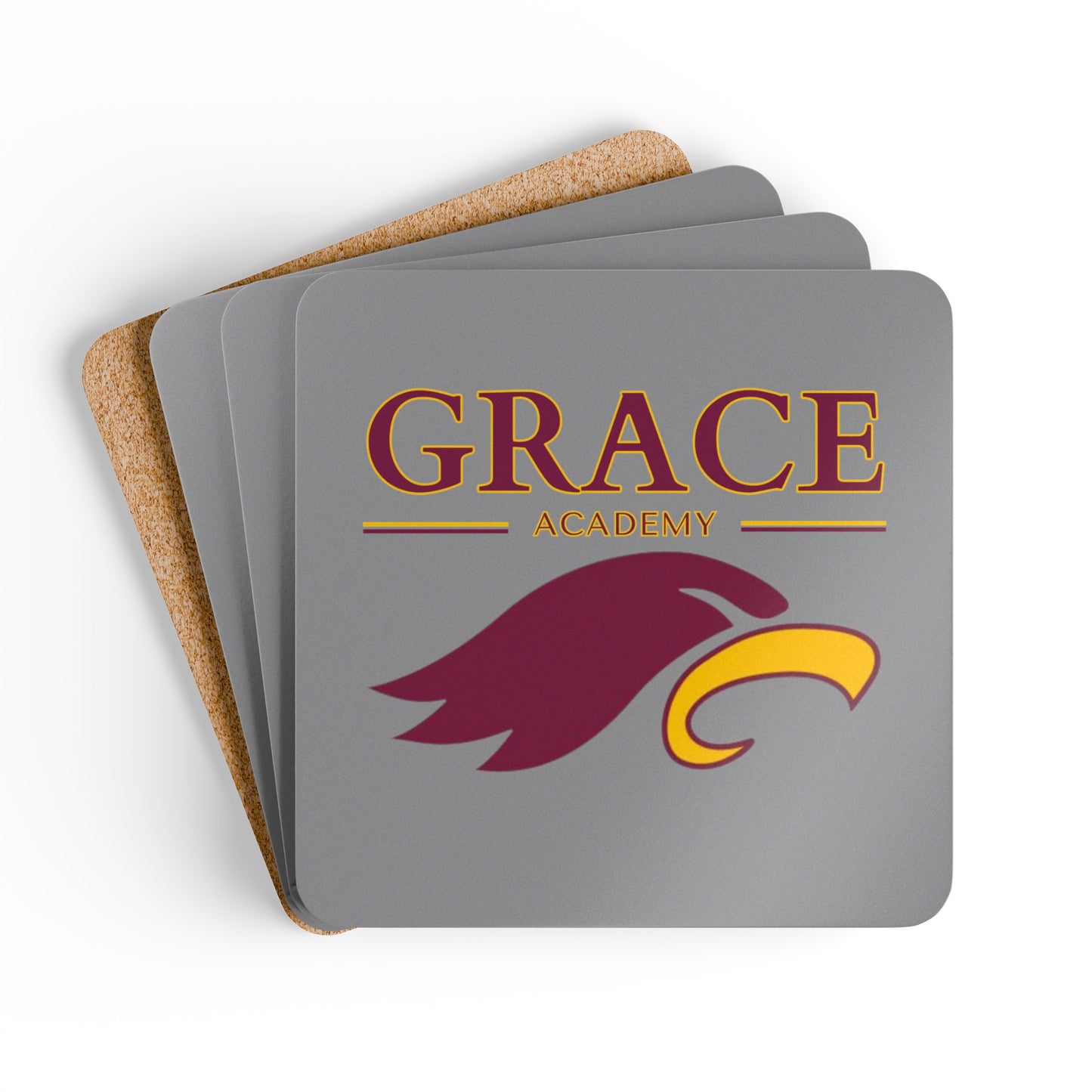 "GRACE ACADEMY" Corkwood Coaster Set (grey)