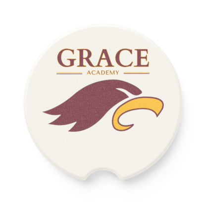 "GRACE ACADEMY" Soapstone Car Coaster Set (white)