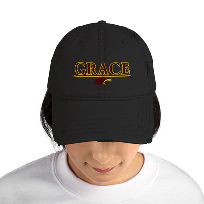 "GRACE w/ EAGLE" - Distressed Dad Hat (Embroidered)