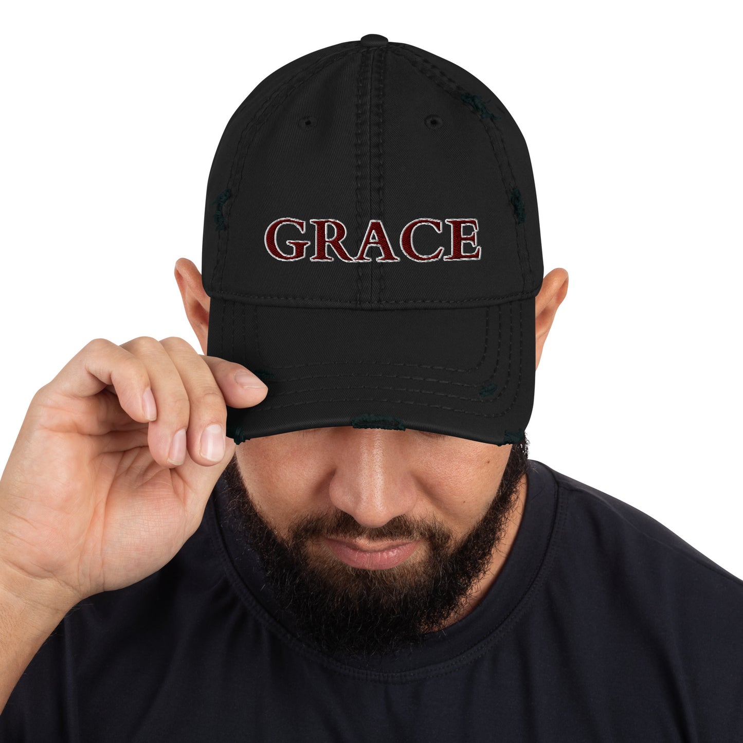 "GRACE" Distressed Hat (Embroidered)