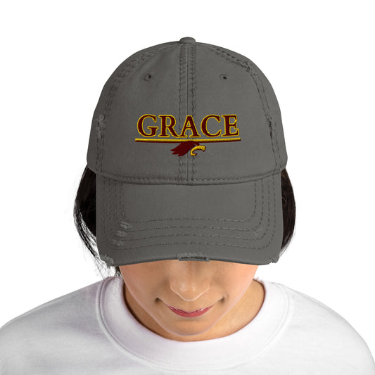 "GRACE w/ EAGLE" - Distressed Dad Hat (Embroidered)