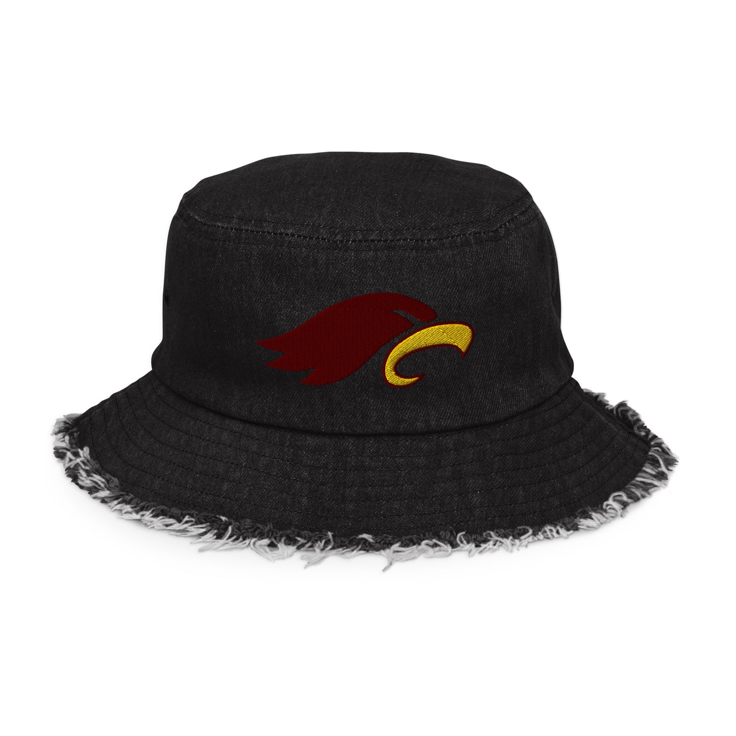 "EAGLE" Distressed denim bucket hat (Embroidered)