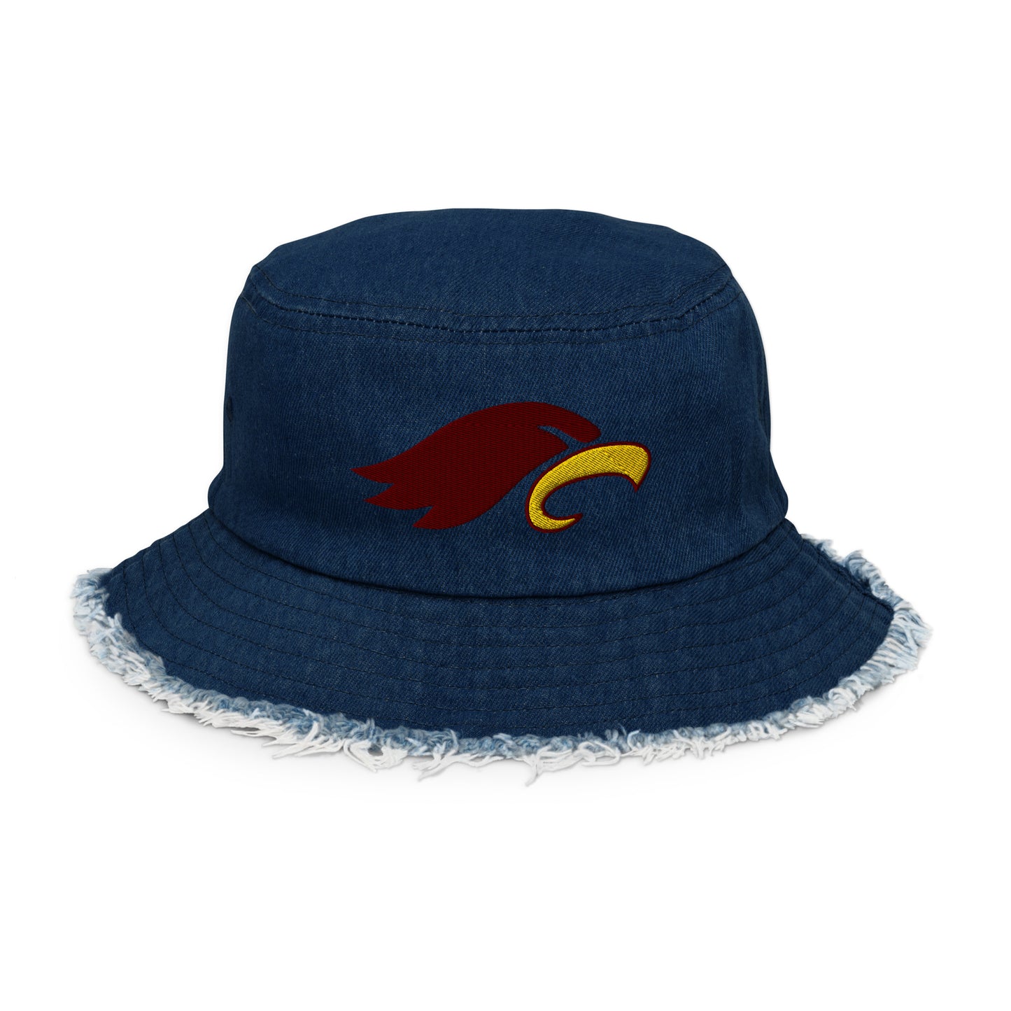 "EAGLE" Distressed denim bucket hat (Embroidered)