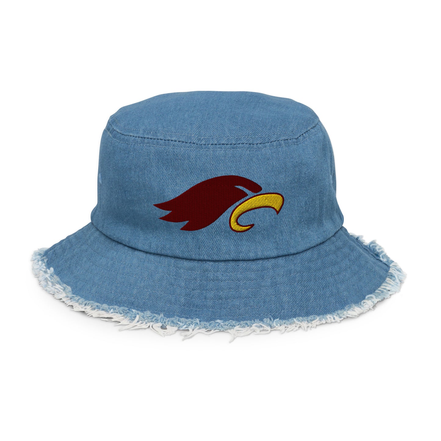 "EAGLE" Distressed denim bucket hat (Embroidered)