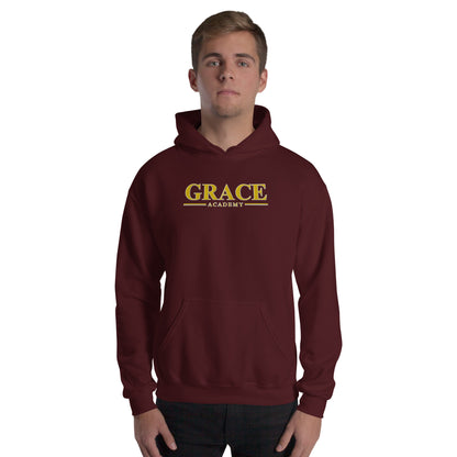 EMBROIDERED "ACADEMY" Maroon - Unisex Hooded Sweatshirt