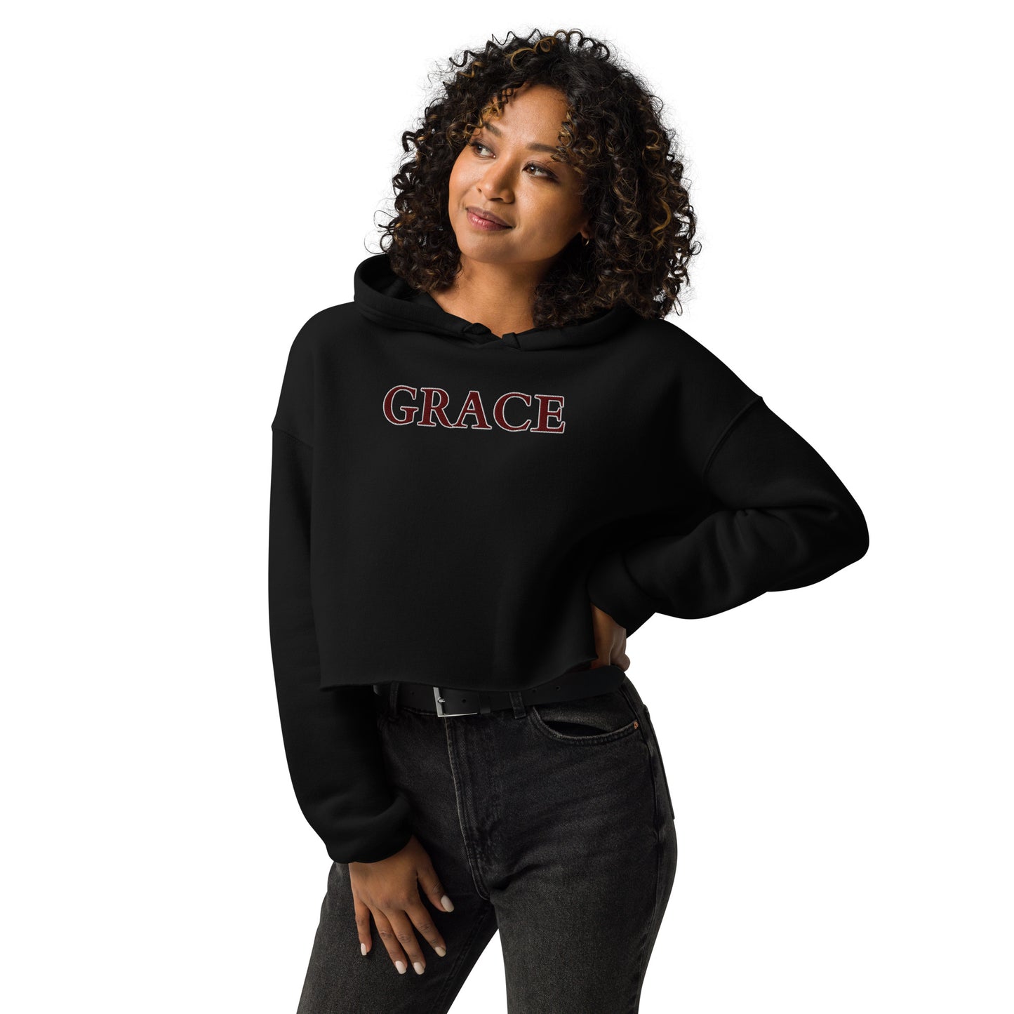 "GRACE" - Crop Hoodie (Embroidered)